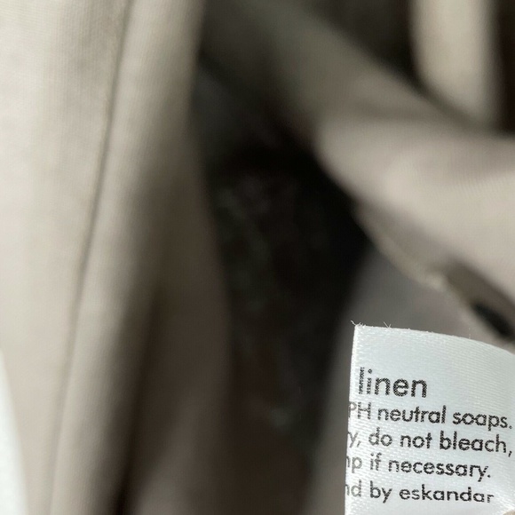 Eskandar Linen Jacket Size 0 Taupe Duster Long Open Front Embroidered Lagenlook - Picture 12 of 12